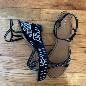 New never worn black and white wedge sandals!
